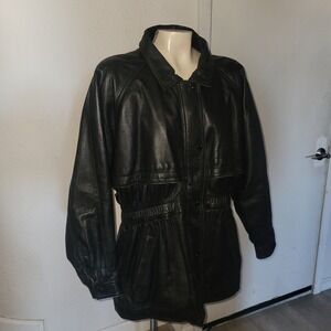 Camino Genuine‎ Leather Jacket Black L Made in Mexico Mod Pina vintage retro
